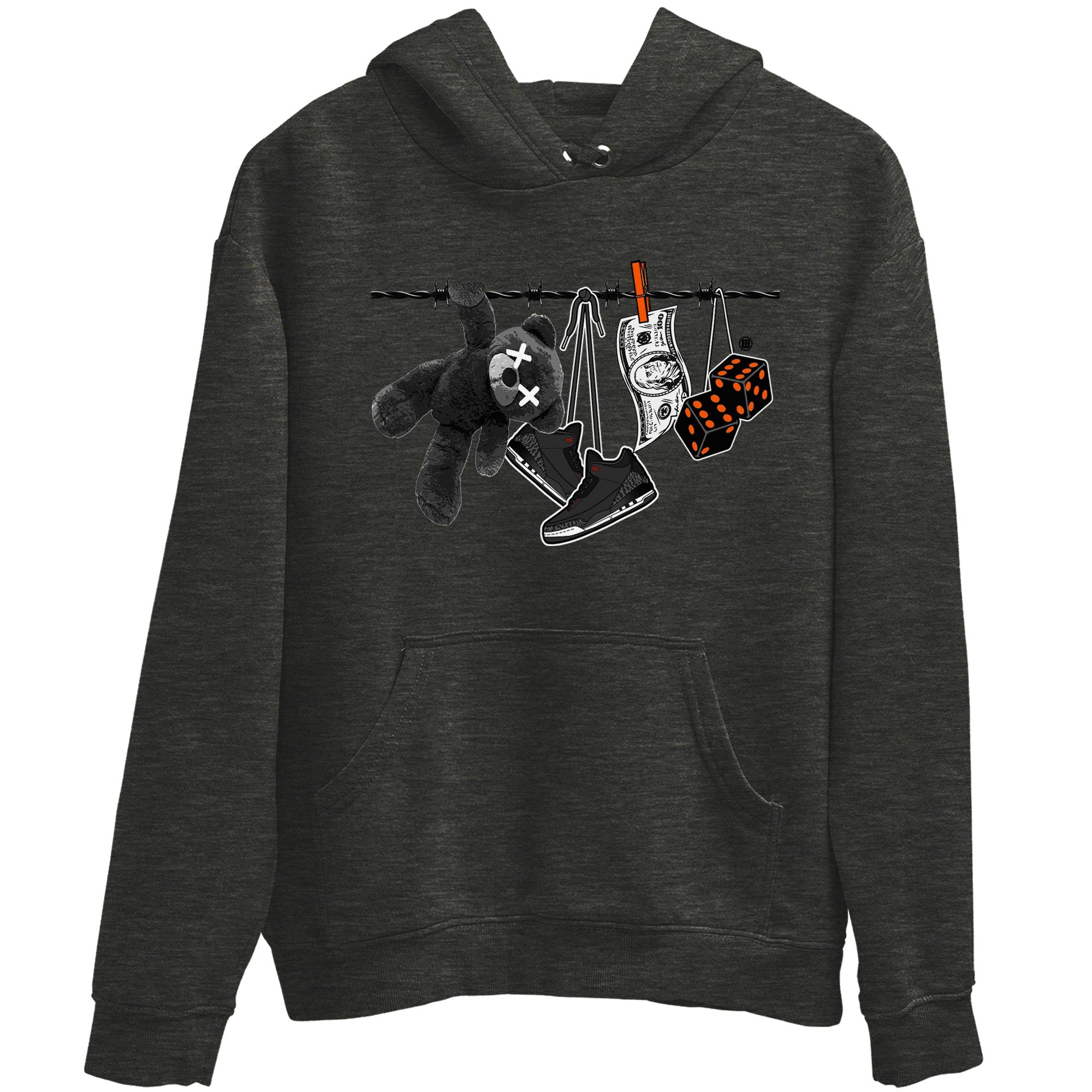 Air Jordan 3 Fear shirt to match jordans Clothesline sneaker tees Air Jordan 3 Fear SNRT Sneaker Release Tees Unisex Charcoal Heather 2 T-Shirt