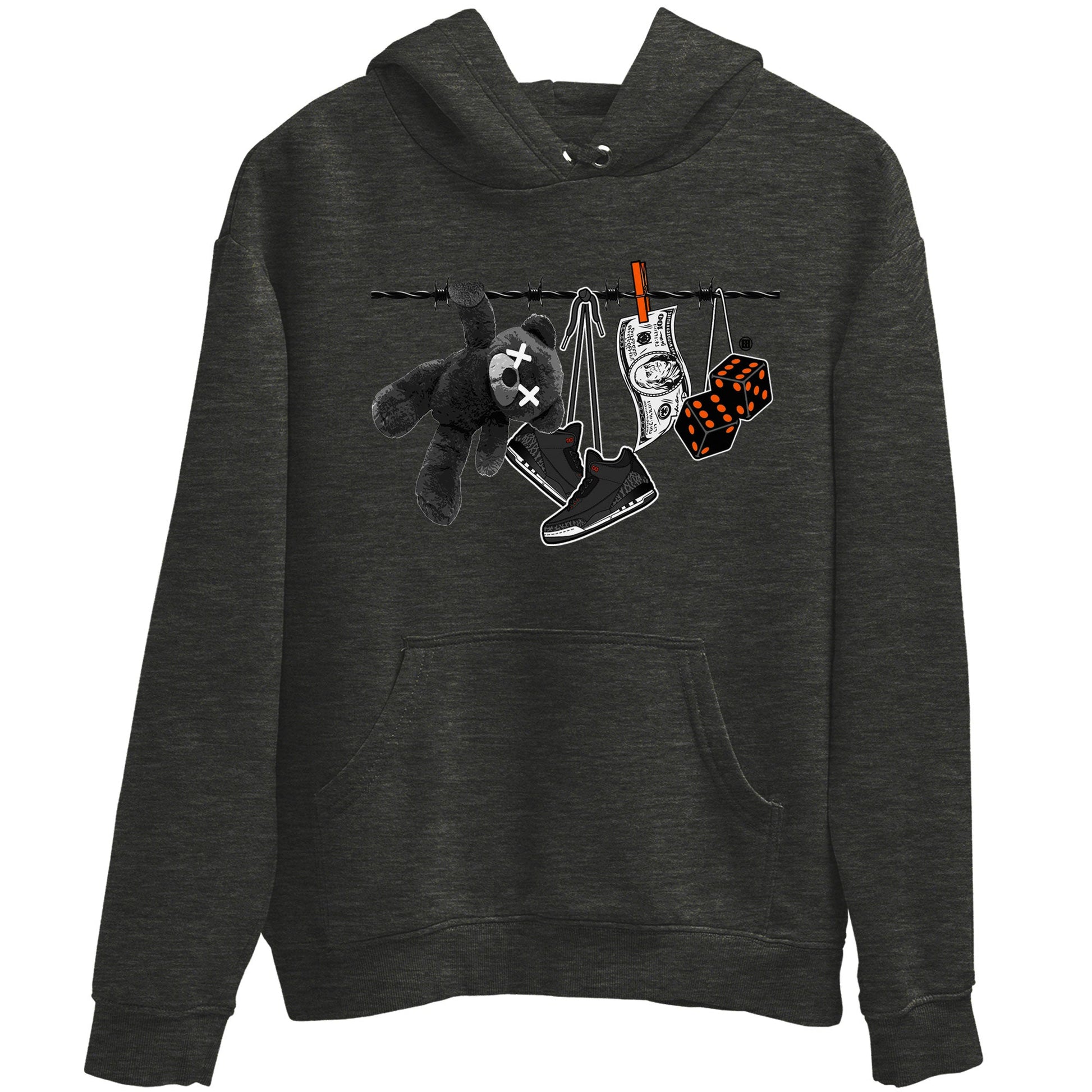 Air Jordan 3 Fear shirt to match jordans Clothesline sneaker tees Air Jordan 3 Fear SNRT Sneaker Release Tees Unisex Charcoal Heather 2 T-Shirt