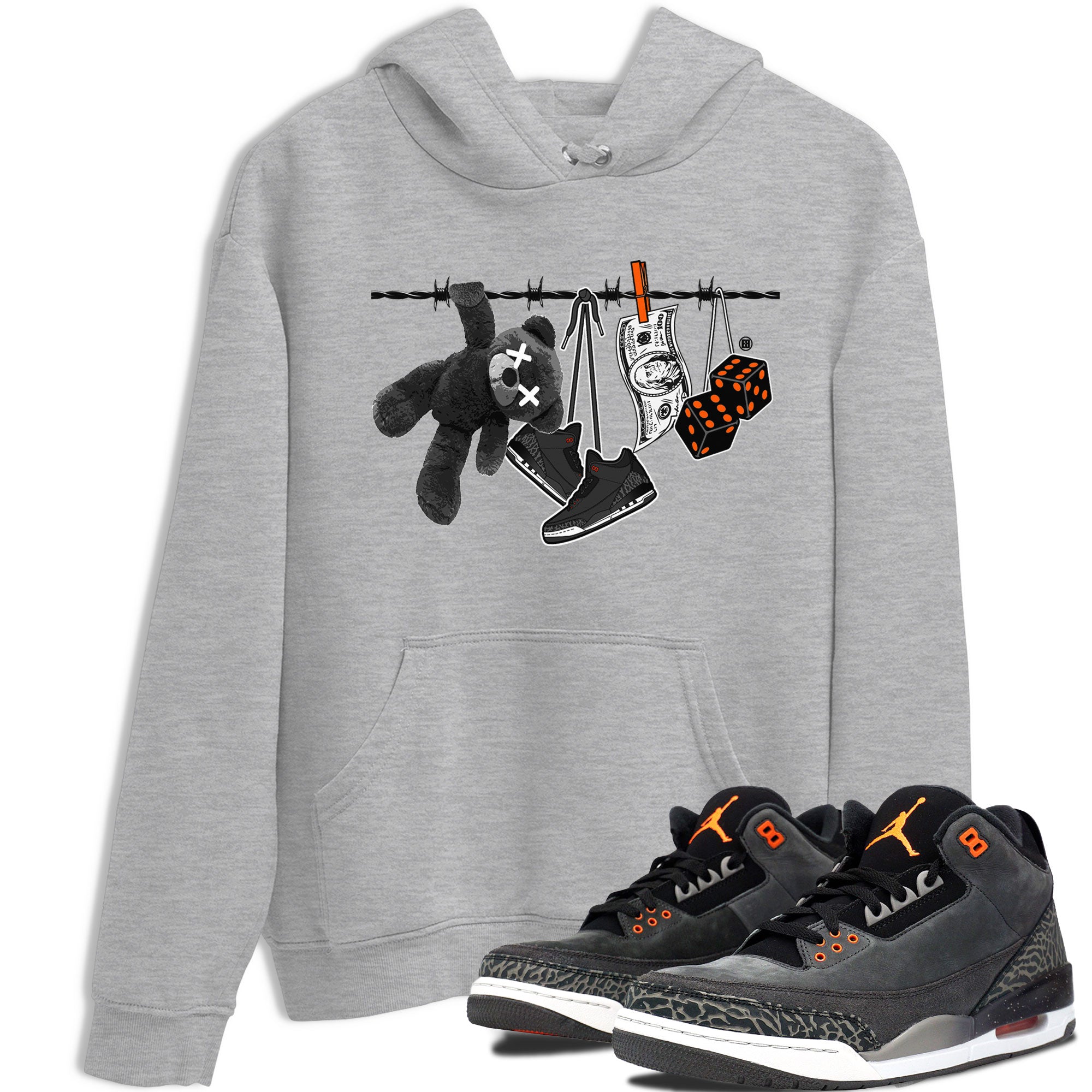 Air Jordan 3 Fear shirt to match jordans Clothesline sneaker tees Air Jordan 3 Fear SNRT Sneaker Release Tees Unisex Heather Grey 1 T-Shirt