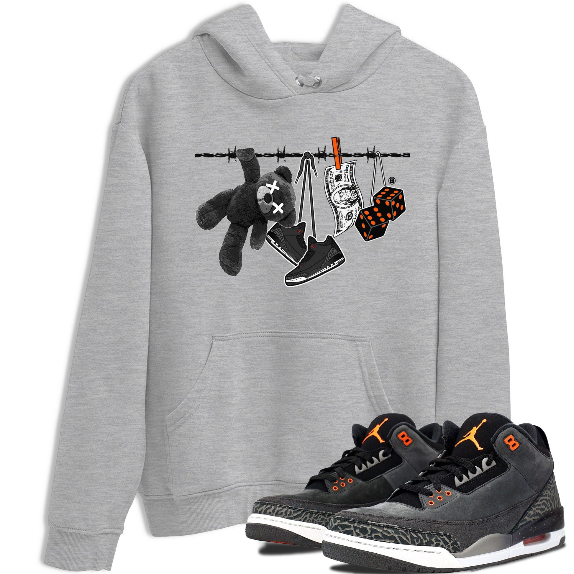 Air Jordan 3 Fear shirt to match jordans Clothesline sneaker tees Air Jordan 3 Fear SNRT Sneaker Release Tees Unisex Heather Grey 1 T-Shirt