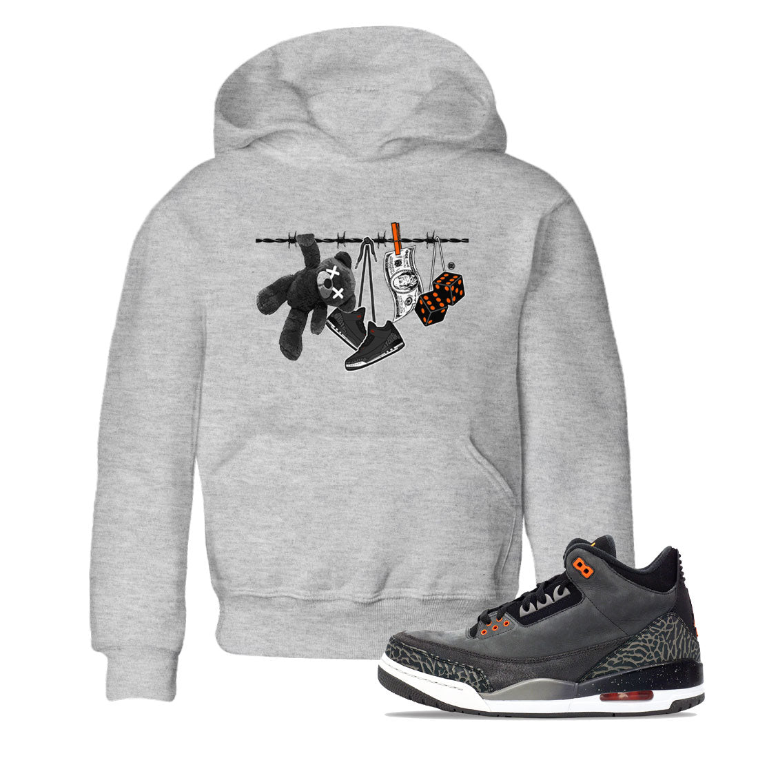 Air Jordan 3 Fear shirt to match jordans Clothesline sneaker tees Air Jordan 3 Fear SNRT Sneaker Release Tees Baby Toddler Heather Grey 1 T-Shirt