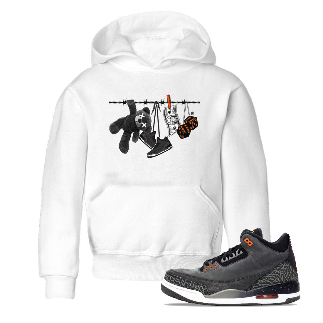 Air Jordan 3 Fear shirt to match jordans Clothesline sneaker tees Air Jordan 3 Fear SNRT Sneaker Release Tees Baby Toddler White 1 T-Shirt