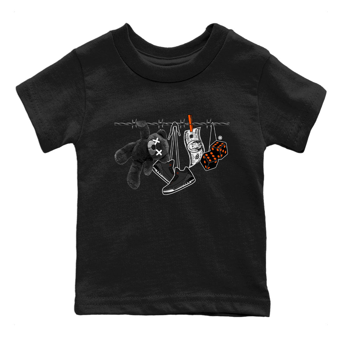 Air Jordan 3 Fear shirt to match jordans Clothesline sneaker tees Air Jordan 3 Fear SNRT Sneaker Release Tees Baby Toddler Black 2 T-Shirt