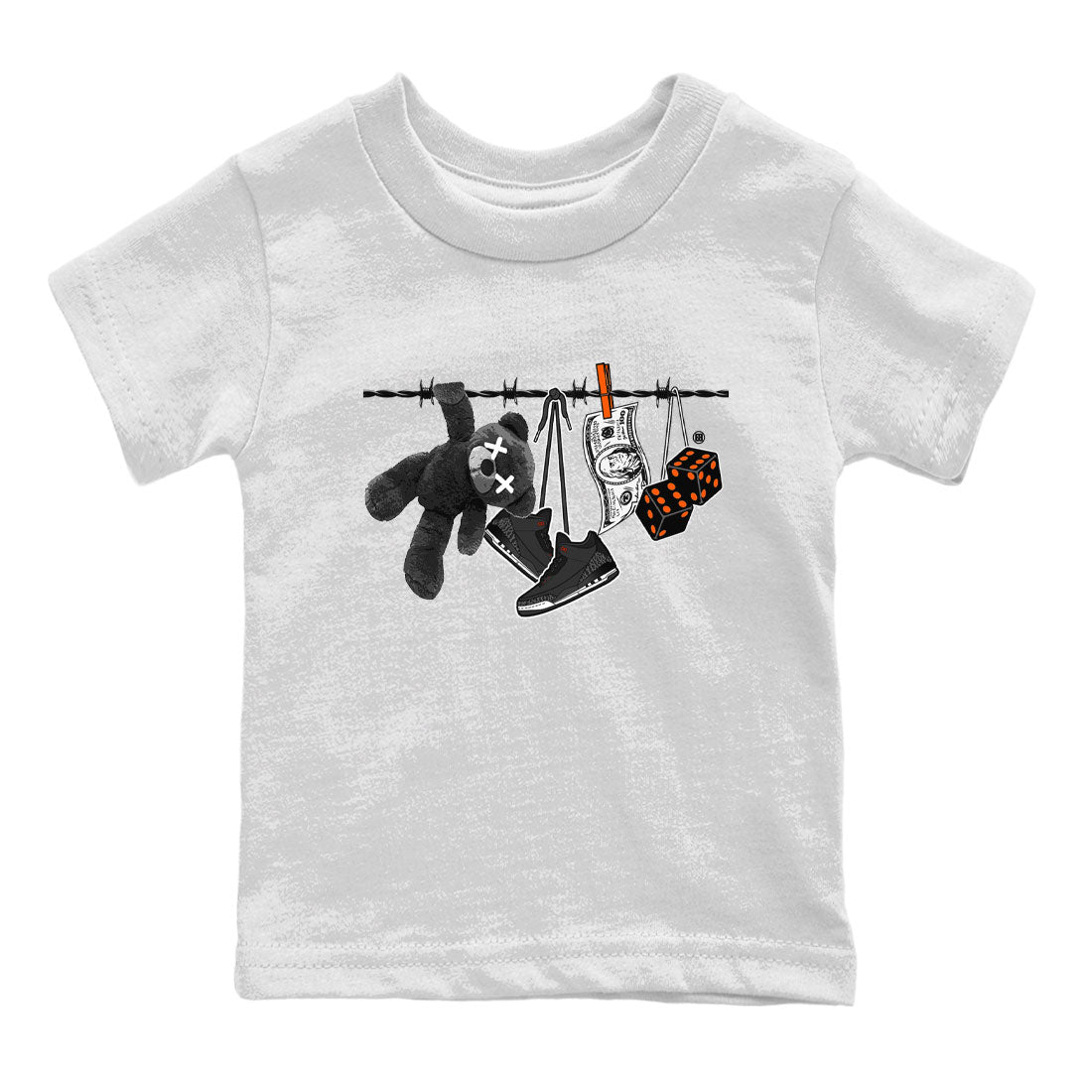 Air Jordan 3 Fear shirt to match jordans Clothesline sneaker tees Air Jordan 3 Fear SNRT Sneaker Release Tees Baby Toddler White 2 T-Shirt