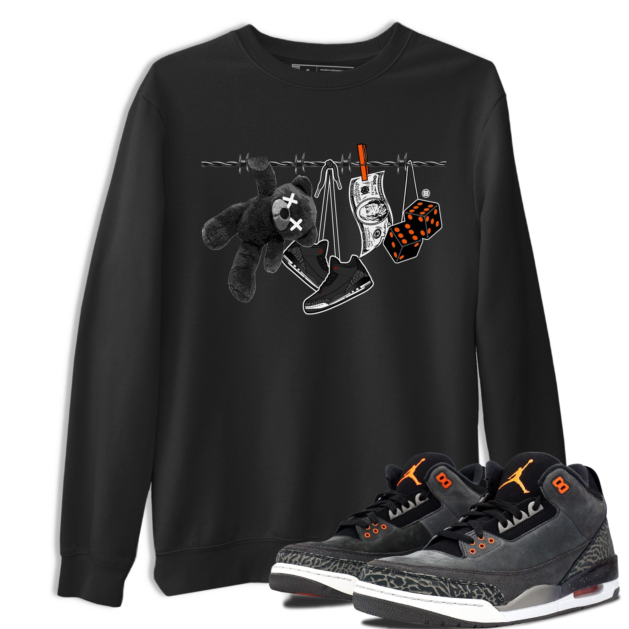 Air Jordan 3 Fear shirt to match jordans Clothesline sneaker tees Air Jordan 3 Fear SNRT Sneaker Release Tees Unisex Black 1 T-Shirt