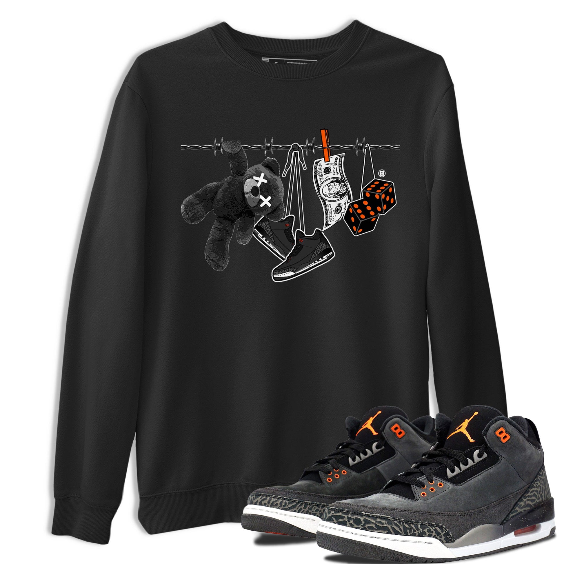 Air Jordan 3 Fear shirt to match jordans Clothesline sneaker tees Air Jordan 3 Fear SNRT Sneaker Release Tees Unisex Black 1 T-Shirt