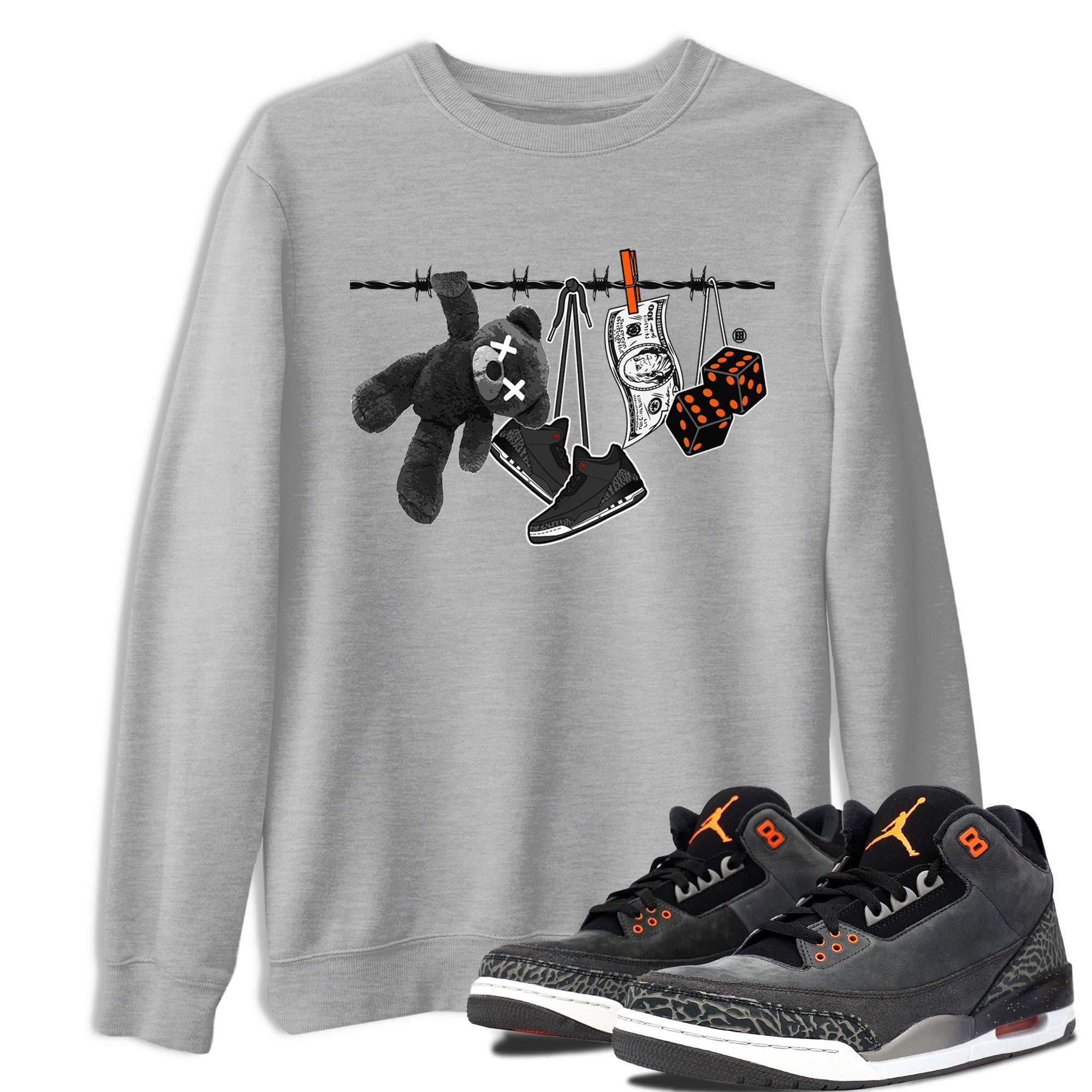 Air Jordan 3 Fear shirt to match jordans Clothesline sneaker tees Air Jordan 3 Fear SNRT Sneaker Release Tees Unisex Heather Grey 1 T-Shirt