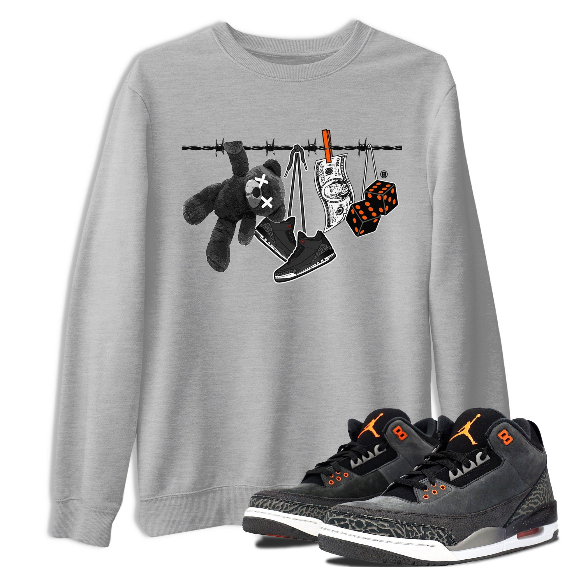 Air Jordan 3 Fear shirt to match jordans Clothesline sneaker tees Air Jordan 3 Fear SNRT Sneaker Release Tees Unisex Heather Grey 1 T-Shirt