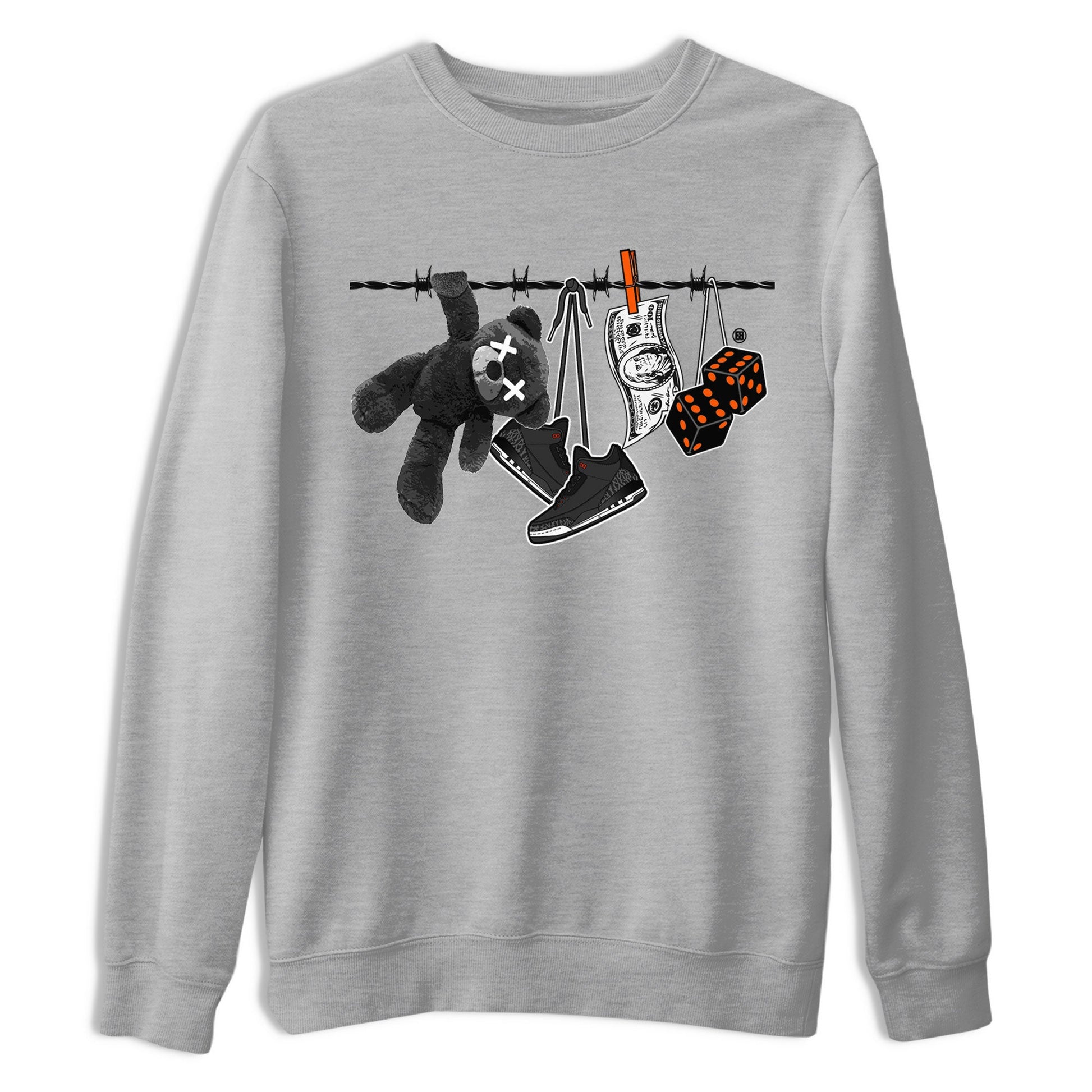 Air Jordan 3 Fear shirt to match jordans Clothesline sneaker tees Air Jordan 3 Fear SNRT Sneaker Release Tees Unisex Heather Grey 2 T-Shirt