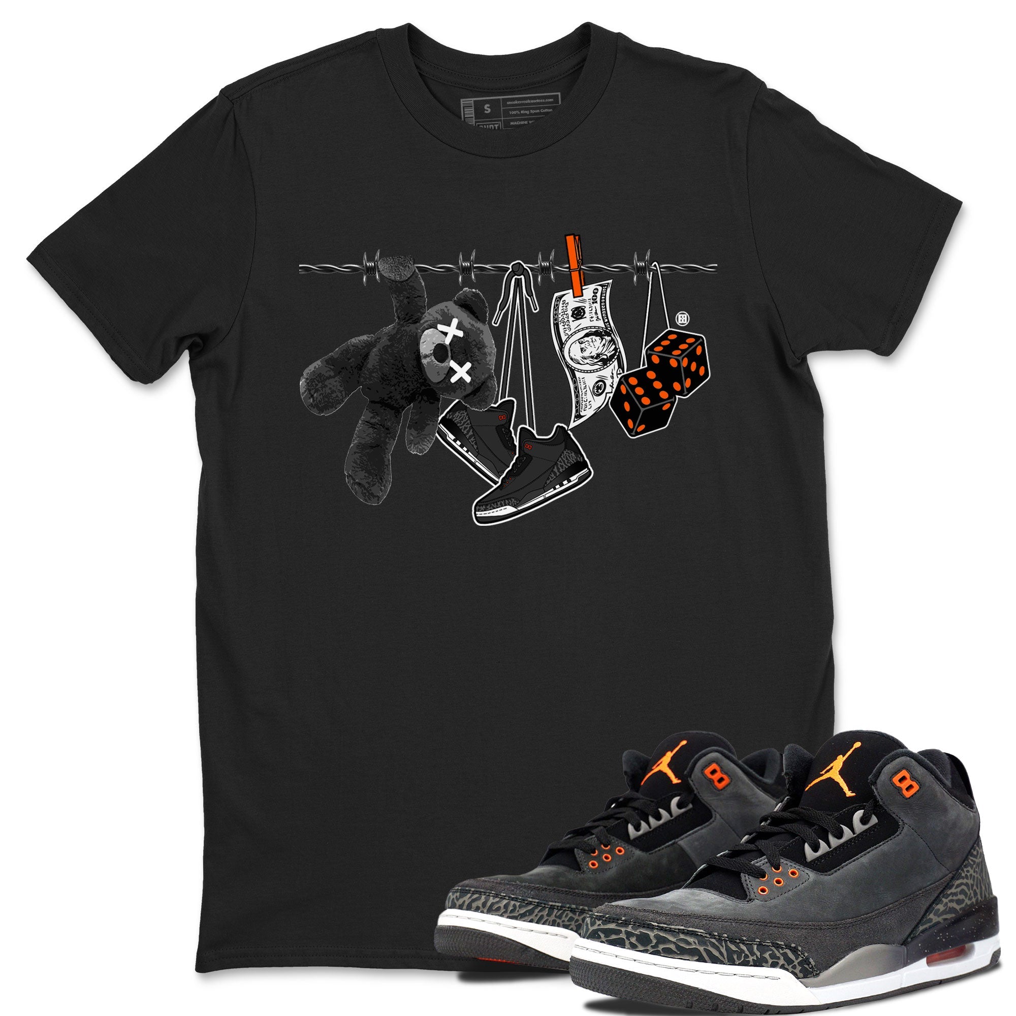 Air Jordan 3 Fear shirt to match jordans Clothesline sneaker tees Air Jordan 3 Fear SNRT Sneaker Release Tees Unisex Black 1 T-Shirt
