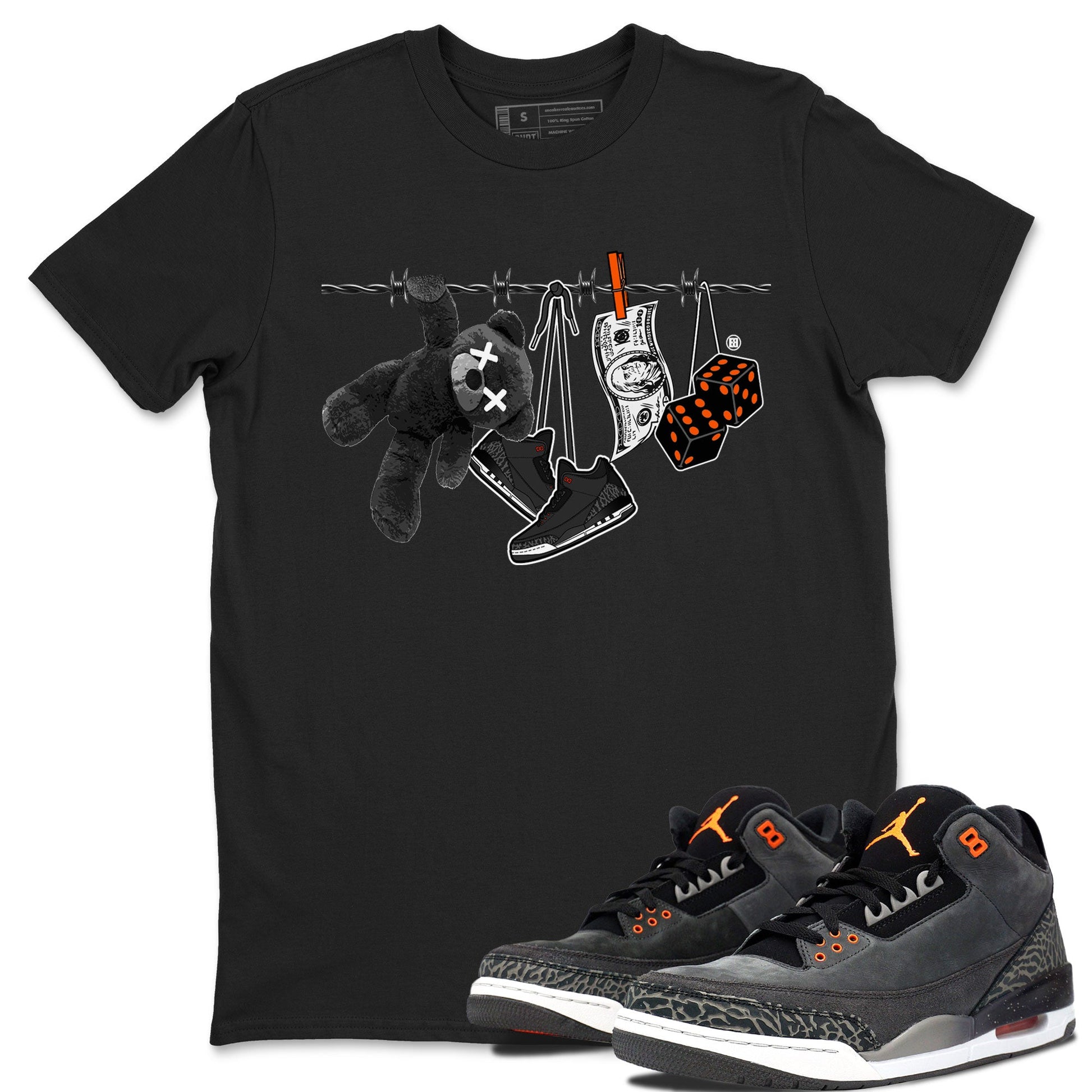 Air Jordan 3 Fear shirt to match jordans Clothesline sneaker tees Air Jordan 3 Fear SNRT Sneaker Release Tees Unisex Black 1 T-Shirt