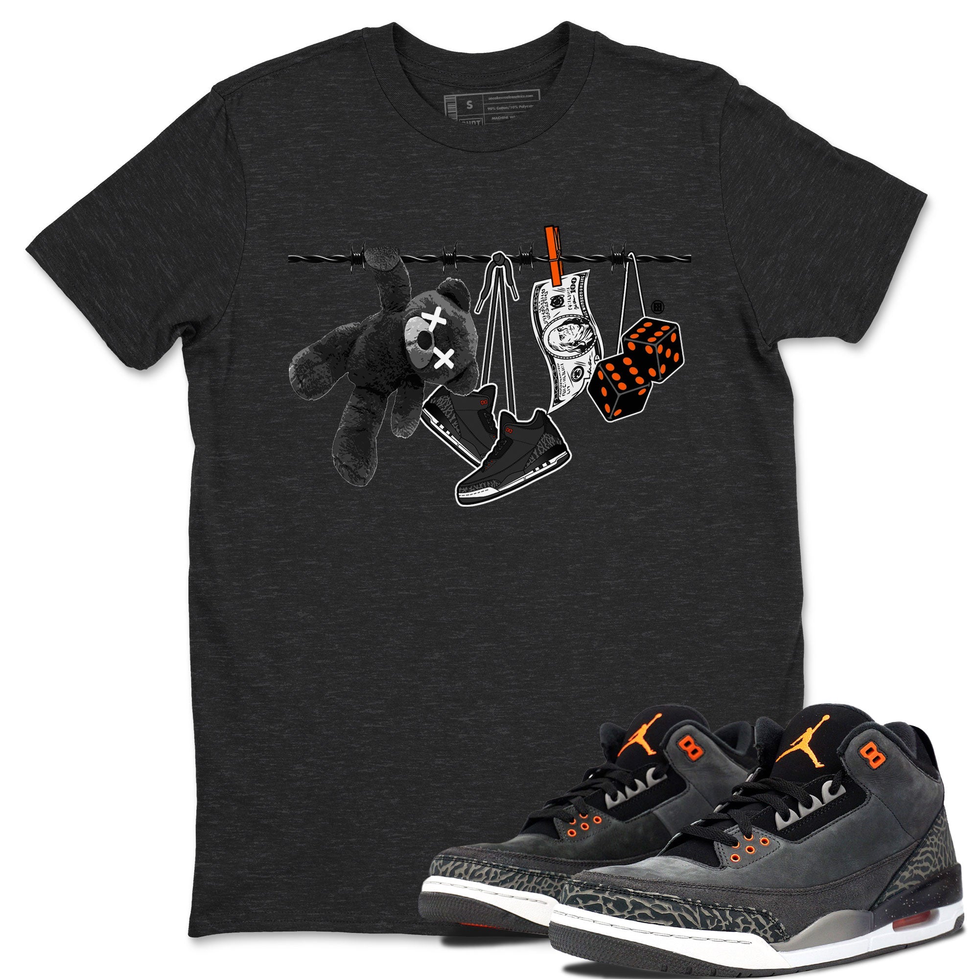 Air Jordan 3 Fear shirt to match jordans Clothesline sneaker tees Air Jordan 3 Fear SNRT Sneaker Release Tees Unisex Charcoal Heather 1 T-Shirt
