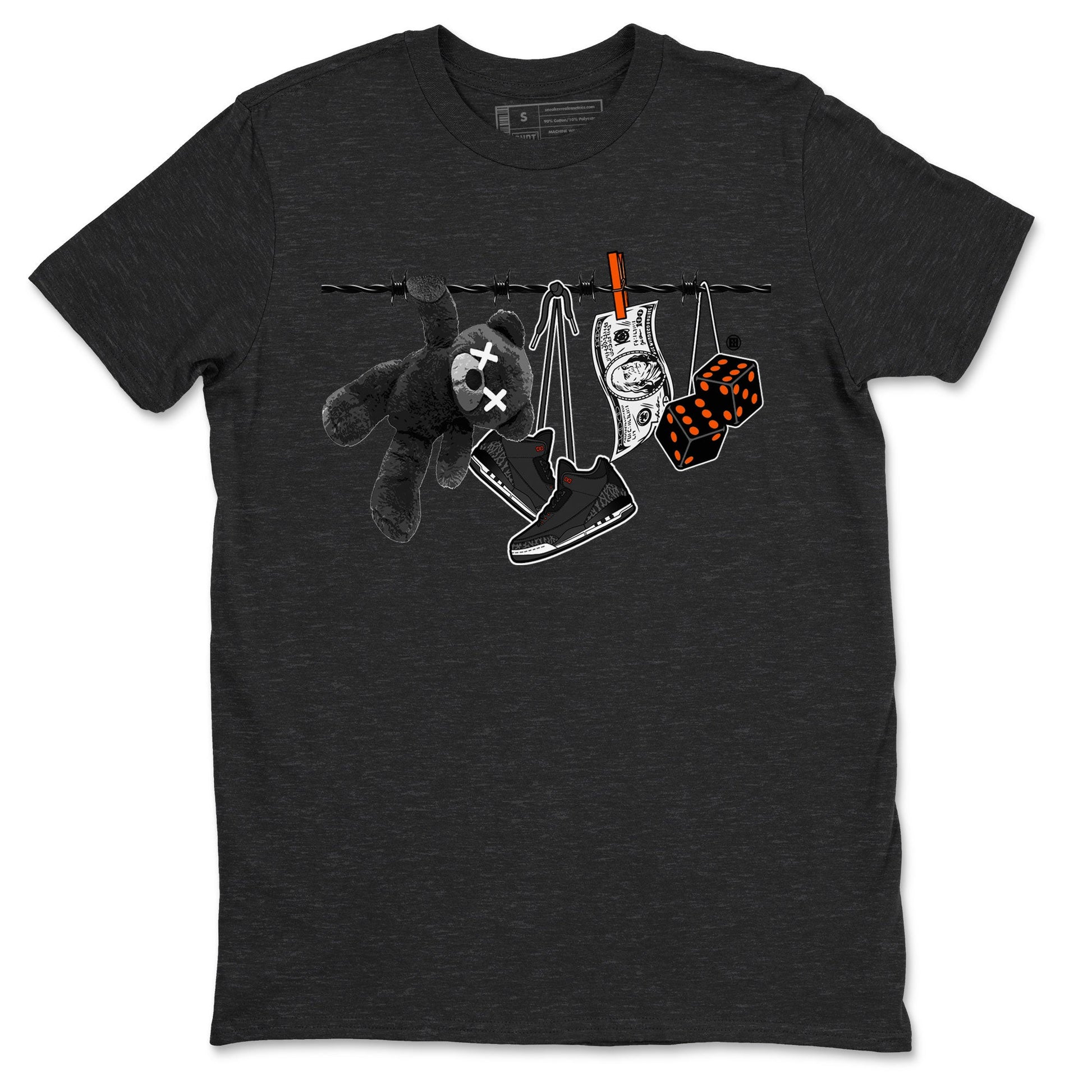 Air Jordan 3 Fear shirt to match jordans Clothesline sneaker tees Air Jordan 3 Fear SNRT Sneaker Release Tees Unisex Charcoal Heather 2 T-Shirt
