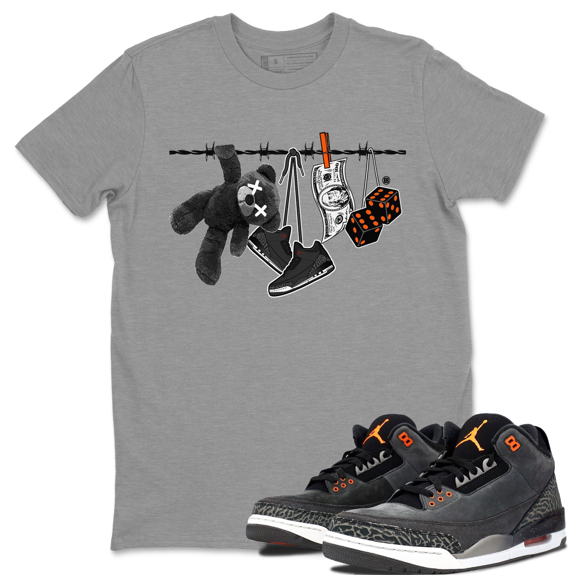 Air Jordan 3 Fear shirt to match jordans Clothesline sneaker tees Air Jordan 3 Fear SNRT Sneaker Release Tees Unisex Heather Grey 1 T-Shirt