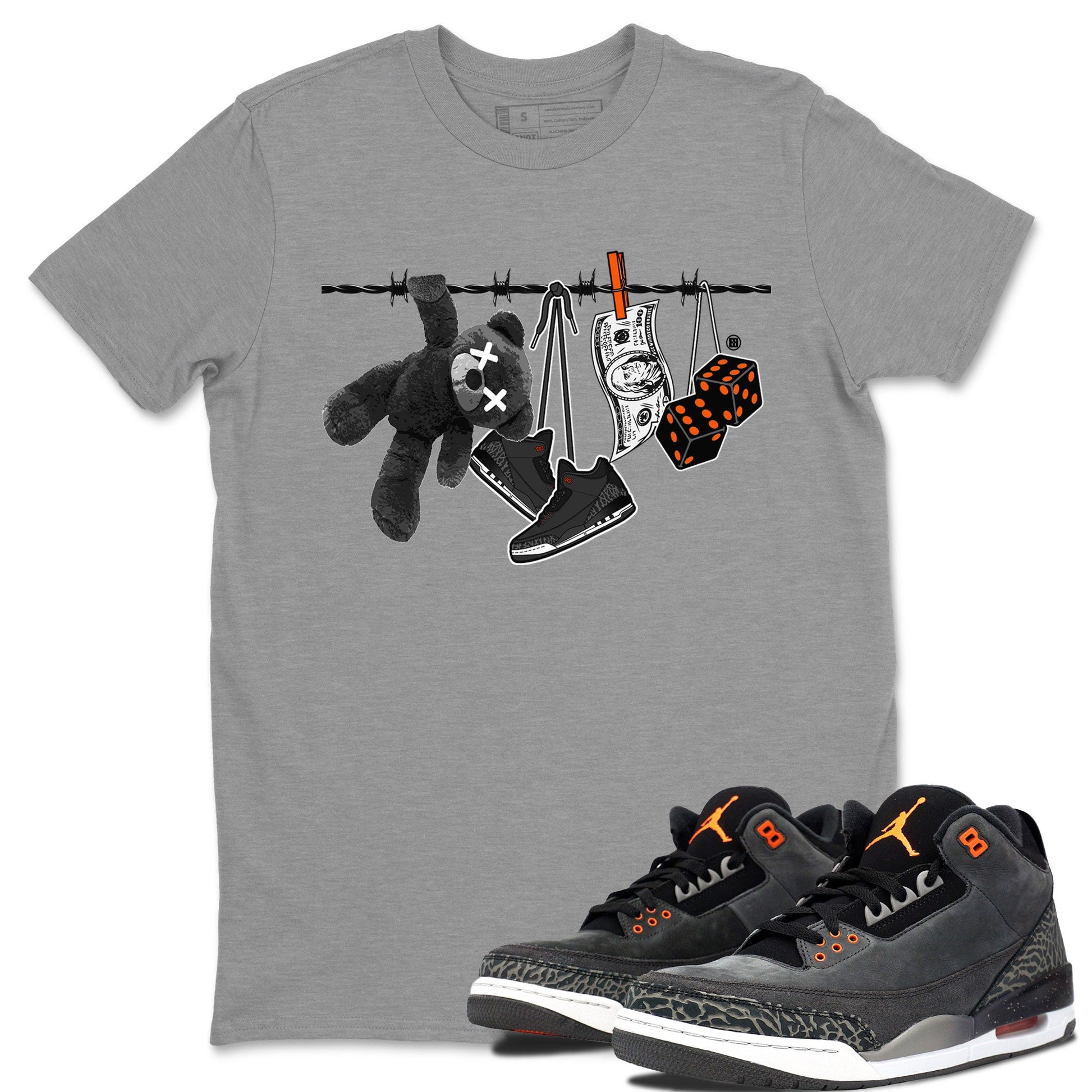 Air Jordan 3 Fear shirt to match jordans Clothesline sneaker tees Air Jordan 3 Fear SNRT Sneaker Release Tees Unisex Heather Grey 1 T-Shirt