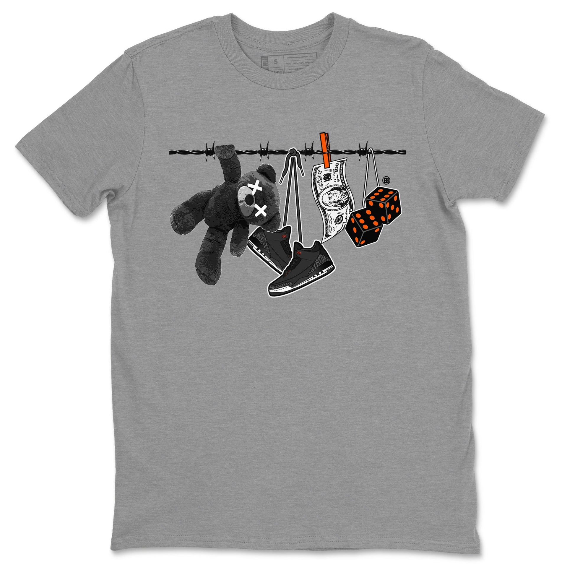 Air Jordan 3 Fear shirt to match jordans Clothesline sneaker tees Air Jordan 3 Fear SNRT Sneaker Release Tees Unisex Heather Grey 2 T-Shirt