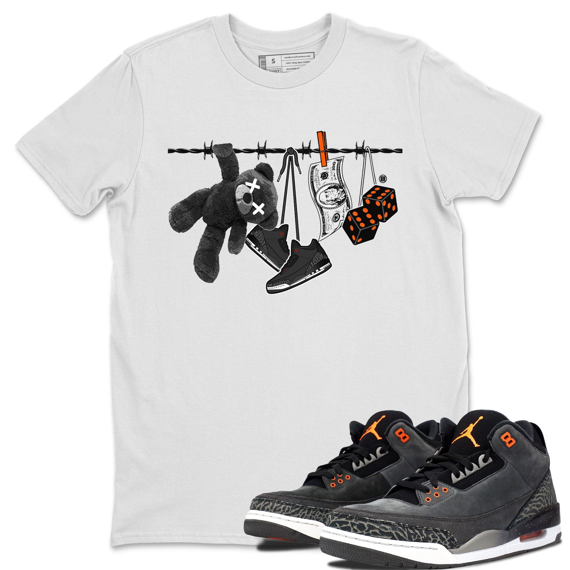 Air Jordan 3 Fear shirt to match jordans Clothesline sneaker tees Air Jordan 3 Fear SNRT Sneaker Release Tees Unisex White 1 T-Shirt