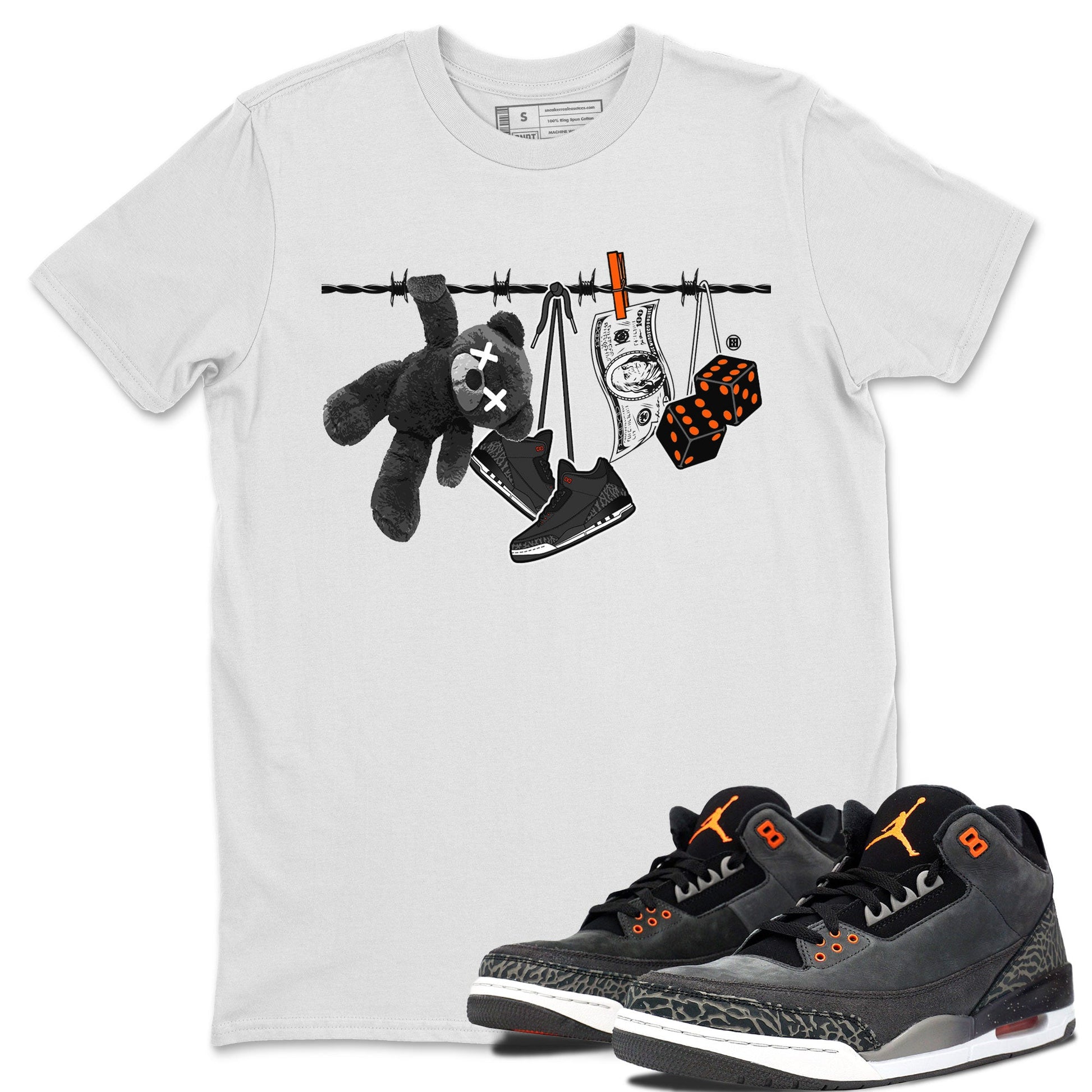 Air Jordan 3 Fear shirt to match jordans Clothesline sneaker tees Air Jordan 3 Fear SNRT Sneaker Release Tees Unisex White 1 T-Shirt