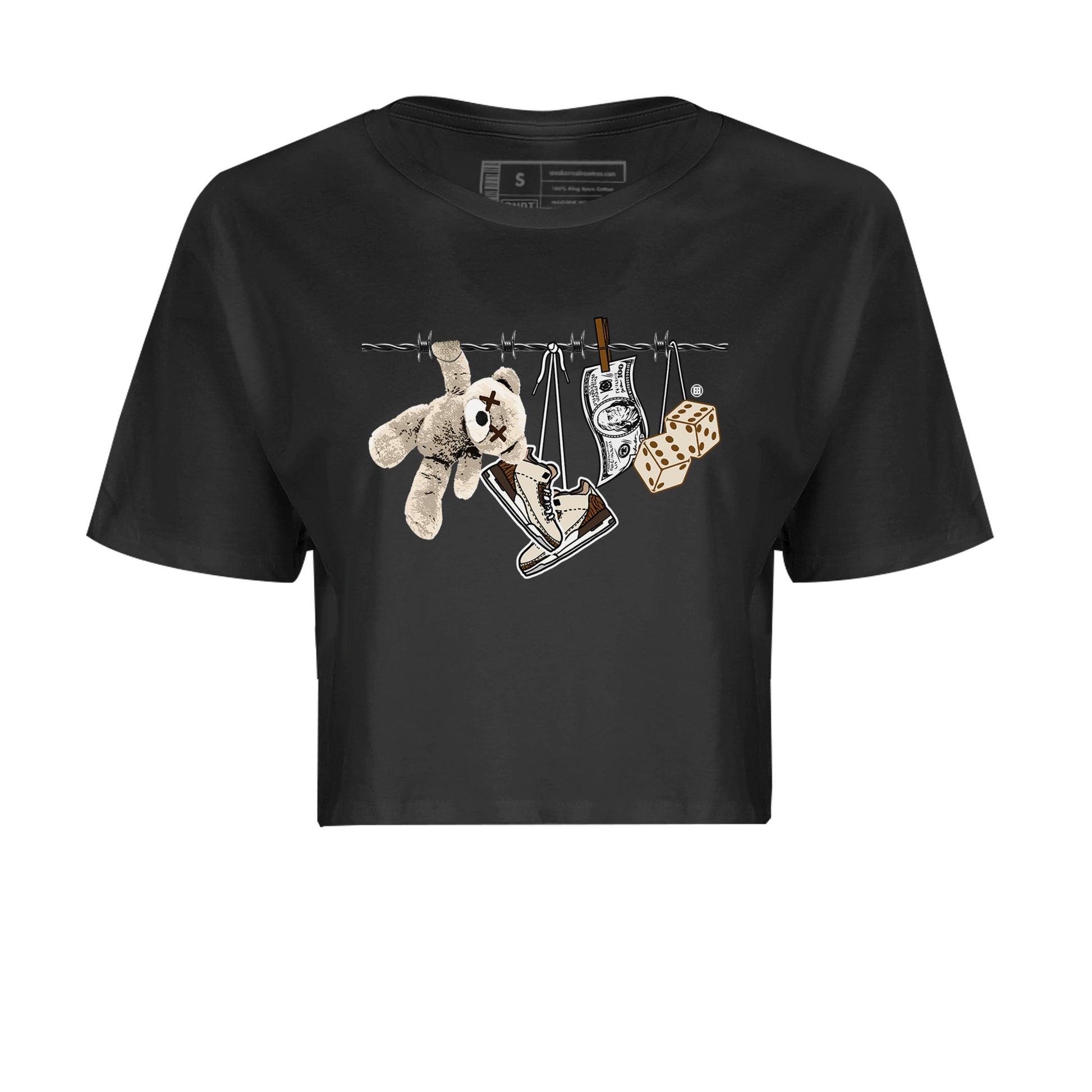 Air Jordan 3 Palomino Sneaker Match Tees Clothesline Sneaker Tees Jordan 3 Retro Palomino Sneaker Release Tees Women's Shirts Black 2