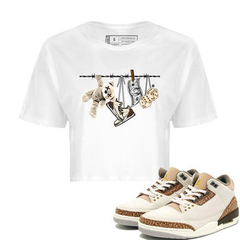 Air Jordan 3 Palomino Sneaker Match Tees Clothesline Sneaker Tees Jordan 3 Retro Palomino Sneaker Release Tees Women's Shirts White 1