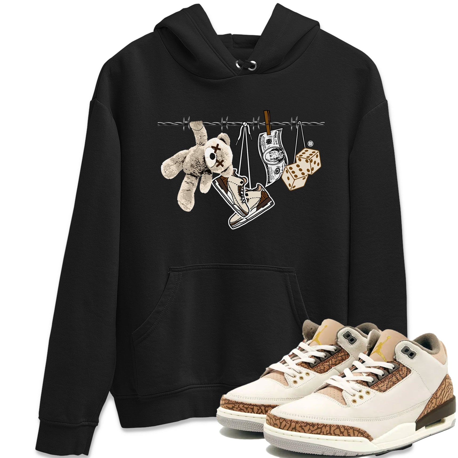 Air Jordan 3 Palomino Sneaker Match Tees Clothesline Sneaker Tees Jordan 3 Retro Palomino Sneaker Release Tees Unisex Shirts Black 1