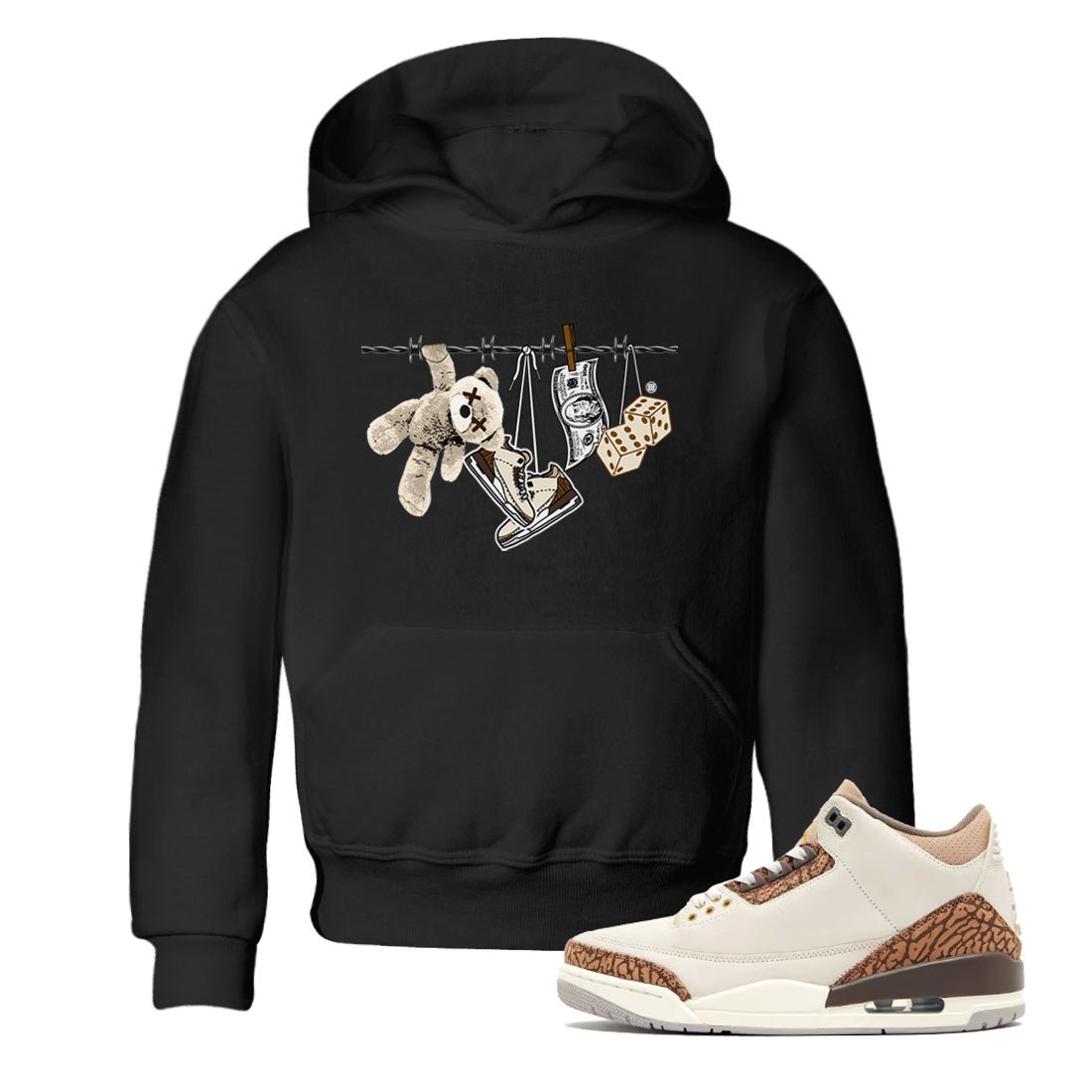 Air Jordan 3 Palomino Sneaker Match Tees Clothesline Sneaker Tees Jordan 3 Retro Palomino Sneaker Release Tees Kids Shirts Black 1