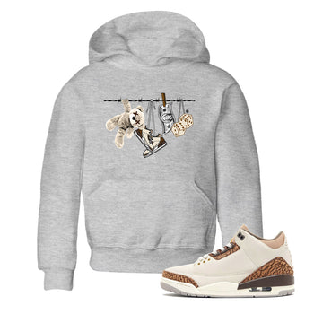 Air Jordan 3 Palomino Sneaker Match Tees Clothesline Sneaker Tees Jordan 3 Retro Palomino Sneaker Release Tees Kids Shirts Heather Grey 1
