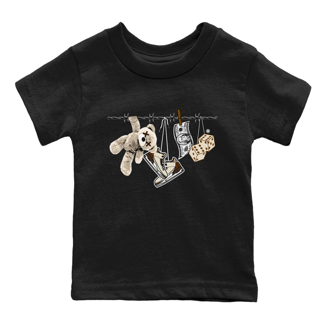 Air Jordan 3 Palomino Sneaker Match Tees Clothesline Sneaker Tees Jordan 3 Retro Palomino Sneaker Release Tees Kids Shirts Black 2