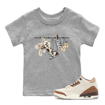 Air Jordan 3 Palomino Sneaker Match Tees Clothesline Sneaker Tees Jordan 3 Retro Palomino Sneaker Release Tees Kids Shirts Heather Grey 1