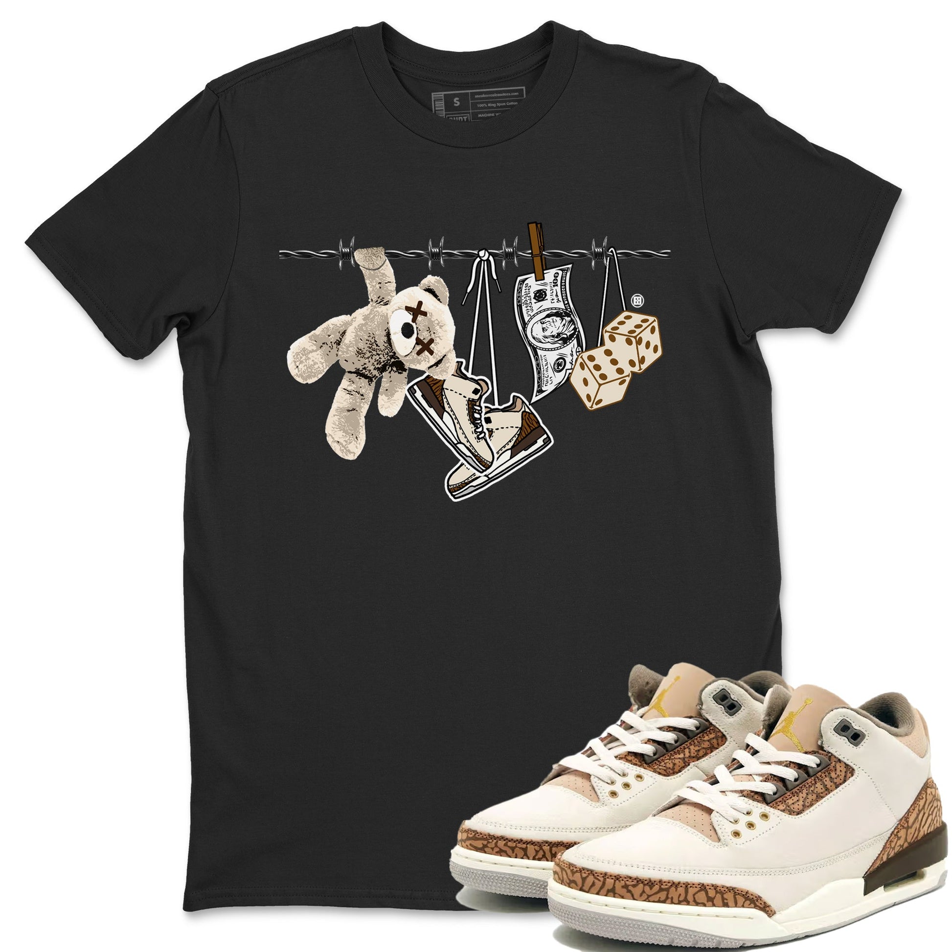 Air Jordan 3 Palomino Sneaker Match Tees Clothesline Sneaker Tees Jordan 3 Retro Palomino Sneaker Release Tees Unisex Shirts Black 1