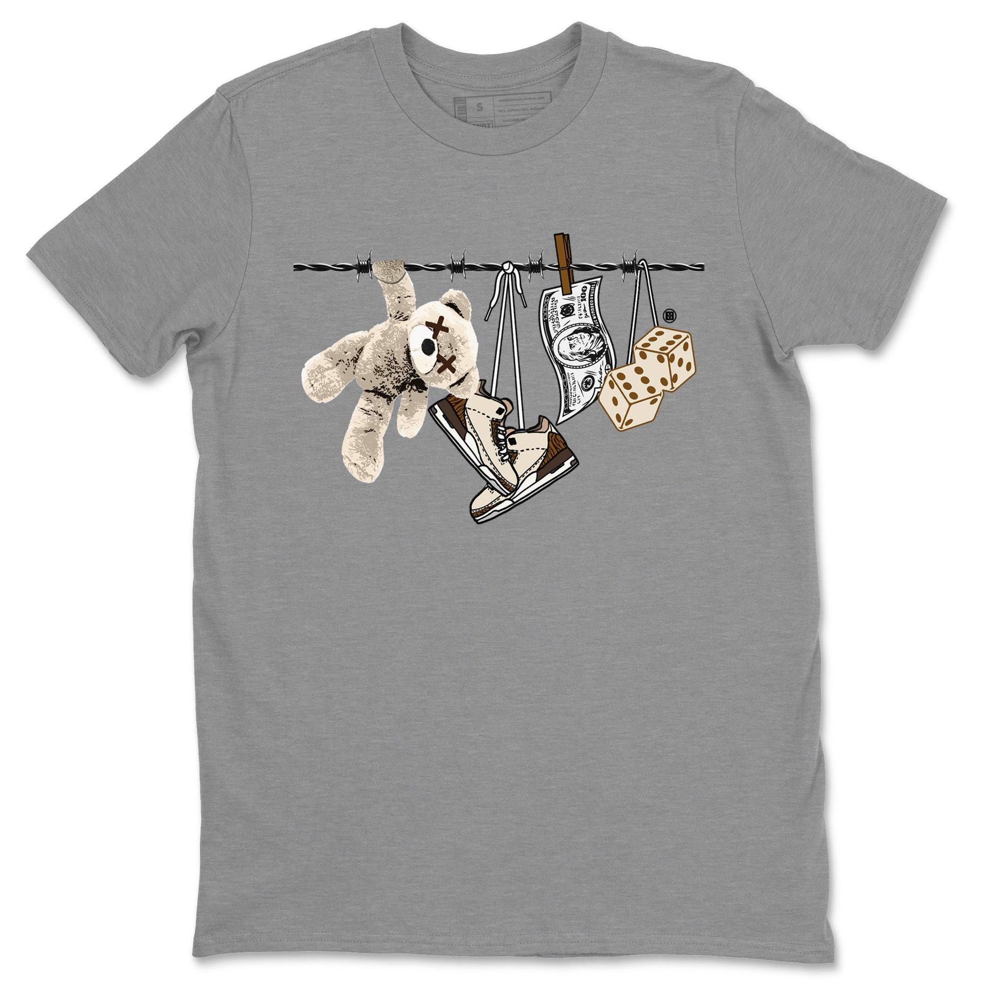 Air Jordan 3 Palomino Sneaker Match Tees Clothesline Sneaker Tees Jordan 3 Retro Palomino Sneaker Release Tees Unisex Shirts Heather Grey 2