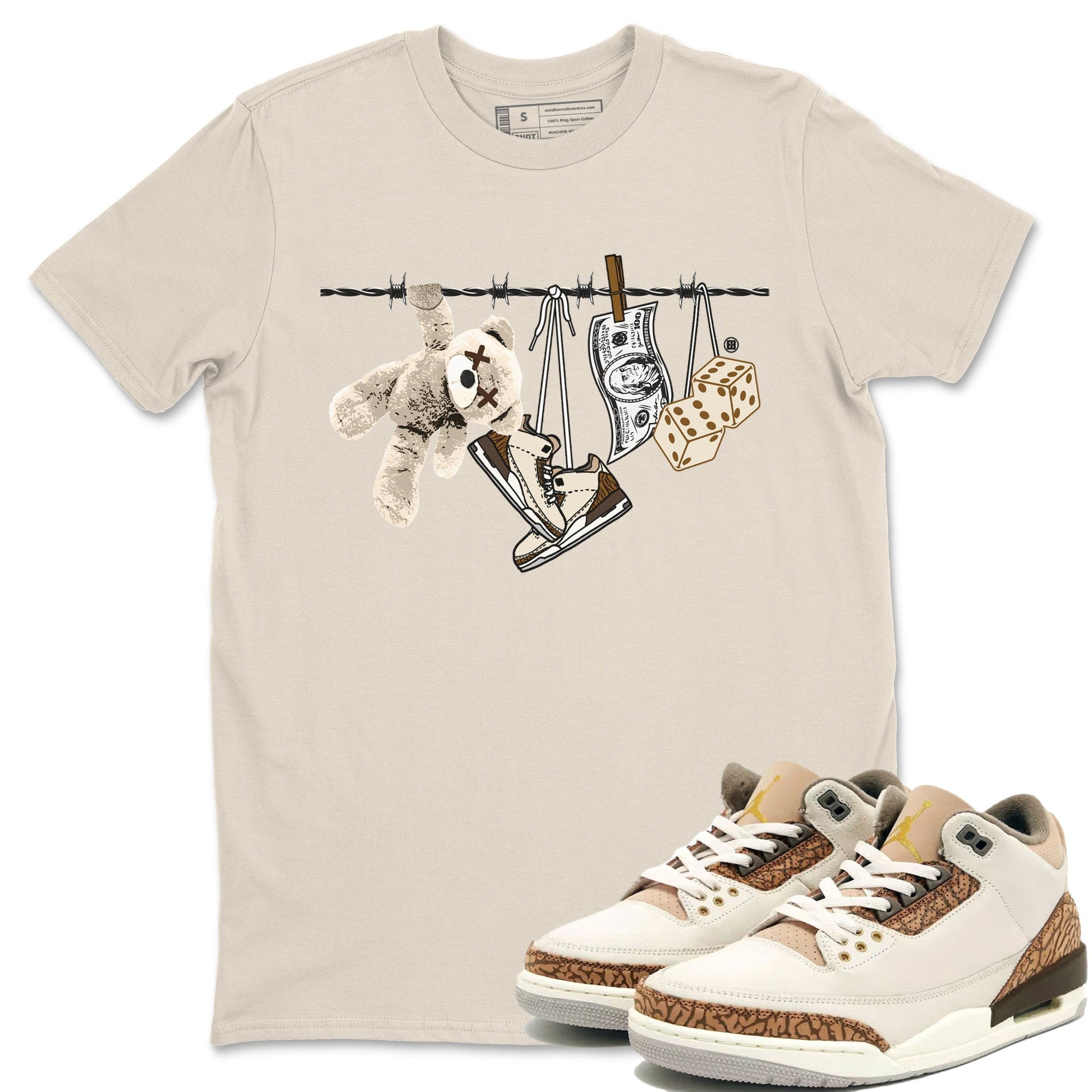 Air Jordan 3 Palomino Sneaker Match Tees Clothesline Sneaker Tees Jordan 3 Retro Palomino Sneaker Release Tees Unisex Shirts Natural 1
