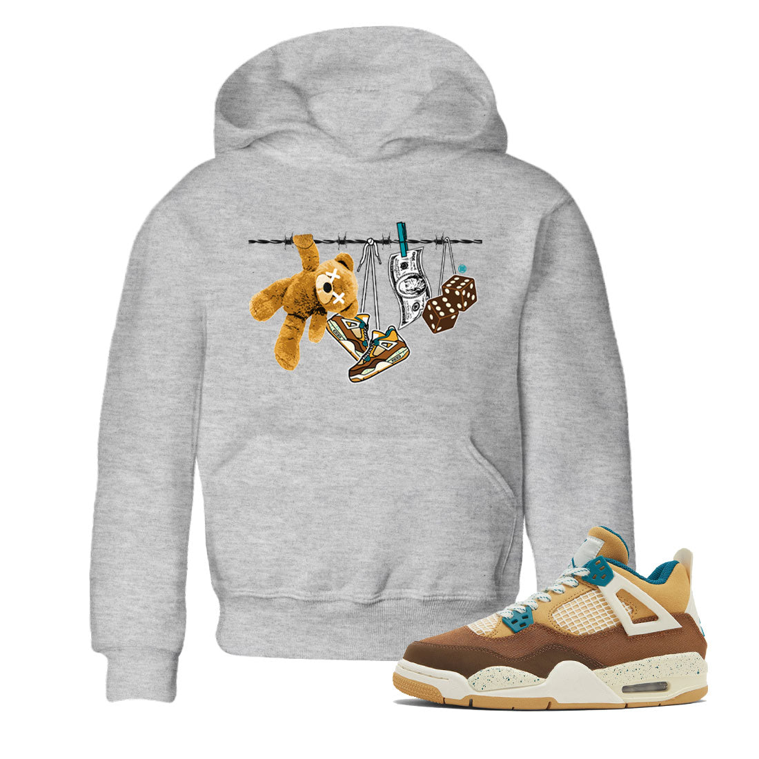 Air Jordan 4 GS Cacao Wow shirt to match jordans Clothesline sneaker tees Air Jordan 4 Cacao Wow SNRT Sneaker Release Tees Baby Toddler Heather Grey 1 T-Shirt
