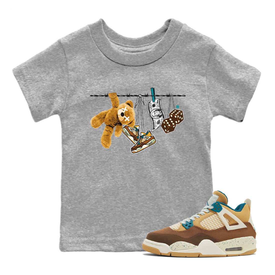 Air Jordan 4 GS Cacao Wow shirt to match jordans Clothesline sneaker tees Air Jordan 4 Cacao Wow SNRT Sneaker Release Tees Baby Toddler Heather Grey 1 T-Shirt