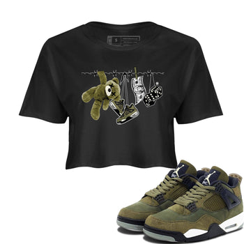 4s Medium Olive shirt to match jordans Clothesline sneaker tees Air Jordan 4 Medium Olive SNRT Sneaker Tees Casual Crew Neck T-Shirt Black 1 Crop T-Shirt