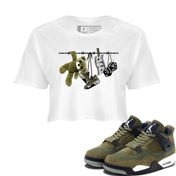 4s Medium Olive shirt to match jordans Clothesline sneaker tees Air Jordan 4 Medium Olive SNRT Sneaker Tees Casual Crew Neck T-Shirt White 1 Crop T-Shirt