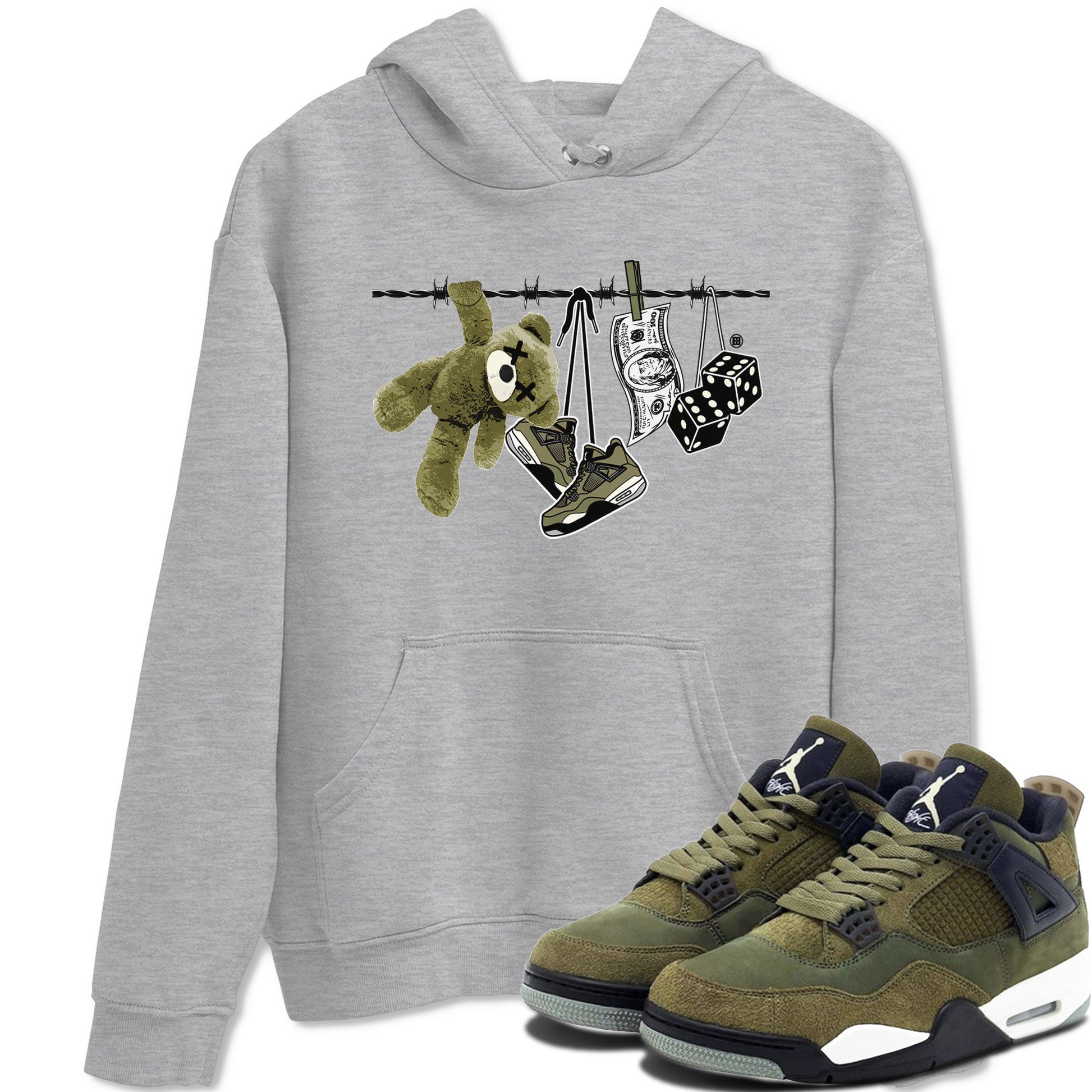 4s Medium Olive shirt to match jordans Clothesline sneaker tees Air Jordan 4 Medium Olive SNRT Sneaker Tees Casual Crew Neck T-Shirt Unisex Heather Grey 1 T-Shirt