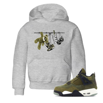 4s Medium Olive shirt to match jordans Clothesline sneaker tees Air Jordan 4 Medium Olive SNRT Sneaker Tees Casual Crew Neck T-Shirt Baby Toddler Heather Grey 1 T-Shirt