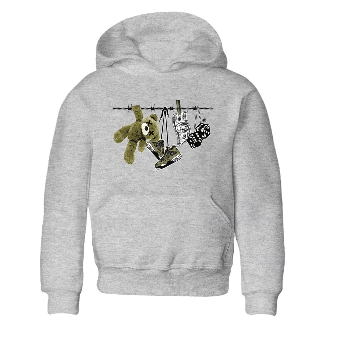 4s Medium Olive shirt to match jordans Clothesline sneaker tees Air Jordan 4 Medium Olive SNRT Sneaker Tees Casual Crew Neck T-Shirt Baby Toddler Heather Grey 2 T-Shirt