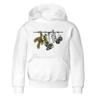 4s Medium Olive shirt to match jordans Clothesline sneaker tees Air Jordan 4 Medium Olive SNRT Sneaker Tees Casual Crew Neck T-Shirt Baby Toddler White 2 T-Shirt
