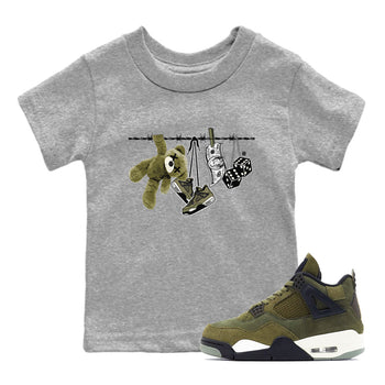 4s Medium Olive shirt to match jordans Clothesline sneaker tees Air Jordan 4 Medium Olive SNRT Sneaker Tees Casual Crew Neck T-Shirt Baby Toddler Heather Grey 1 T-Shirt