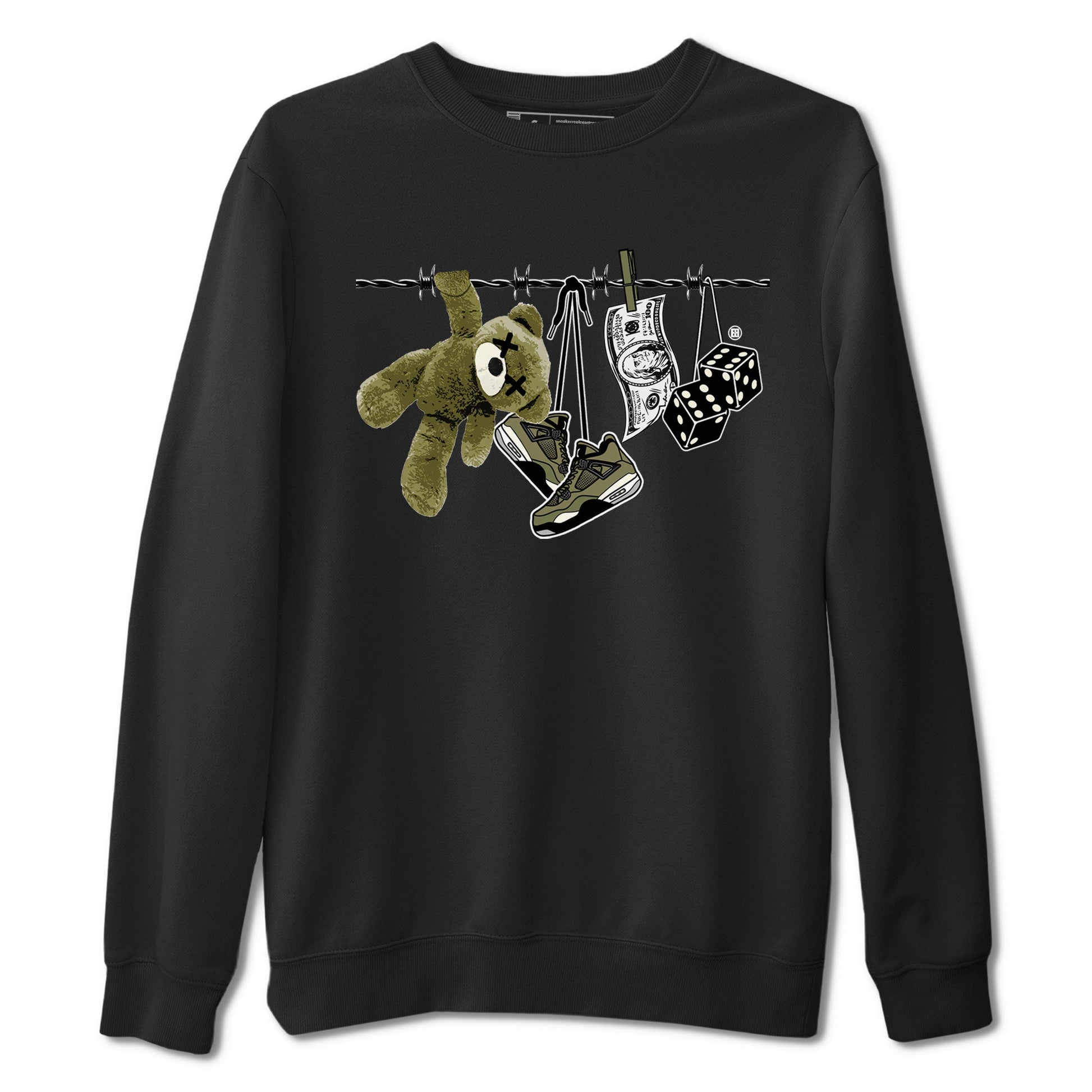 4s Medium Olive shirt to match jordans Clothesline sneaker tees Air Jordan 4 Medium Olive SNRT Sneaker Tees Casual Crew Neck T-Shirt Unisex Black 2 T-Shirt