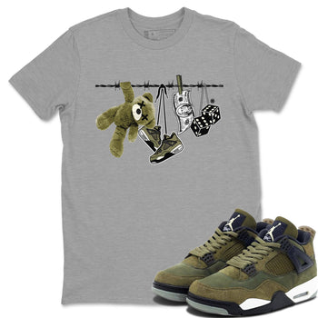 4s Medium Olive shirt to match jordans Clothesline sneaker tees Air Jordan 4 Medium Olive SNRT Sneaker Tees Casual Crew Neck T-Shirt Unisex Heather Grey 1 T-Shirt
