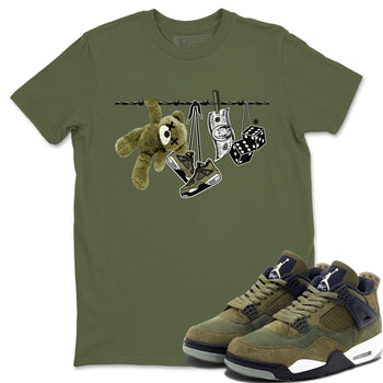 4s Medium Olive shirt to match jordans Clothesline sneaker tees Air Jordan 4 Medium Olive SNRT Sneaker Tees Casual Crew Neck T-Shirt Unisex Military Green 1 T-Shirt