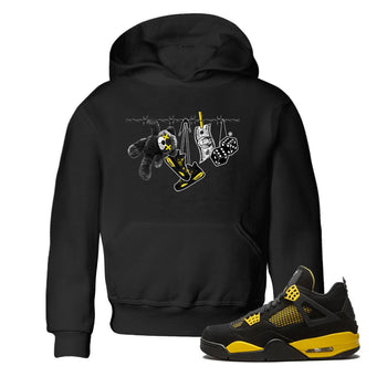 Air Jordan 4 Thunder Sneaker Match Tees Clothesline Sneaker Tees Thunder 4s T-Shirt Kids Shirts Black 1