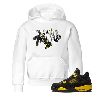 Air Jordan 4 Thunder Sneaker Match Tees Clothesline Sneaker Tees Thunder 4s T-Shirt Kids Shirts White 1