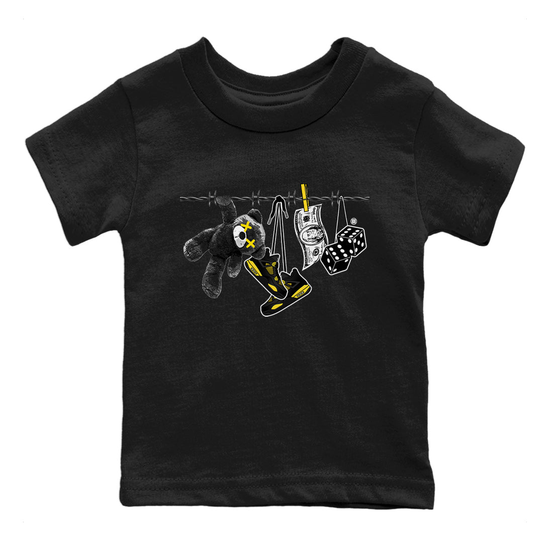 Air Jordan 4 Thunder Sneaker Match Tees Clothesline Sneaker Tees Thunder 4s T-Shirt Kids Shirts Black 2