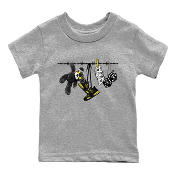 Air Jordan 4 Thunder Sneaker Match Tees Clothesline Sneaker Tees Thunder 4s T-Shirt Kids Shirts Heather Grey 2