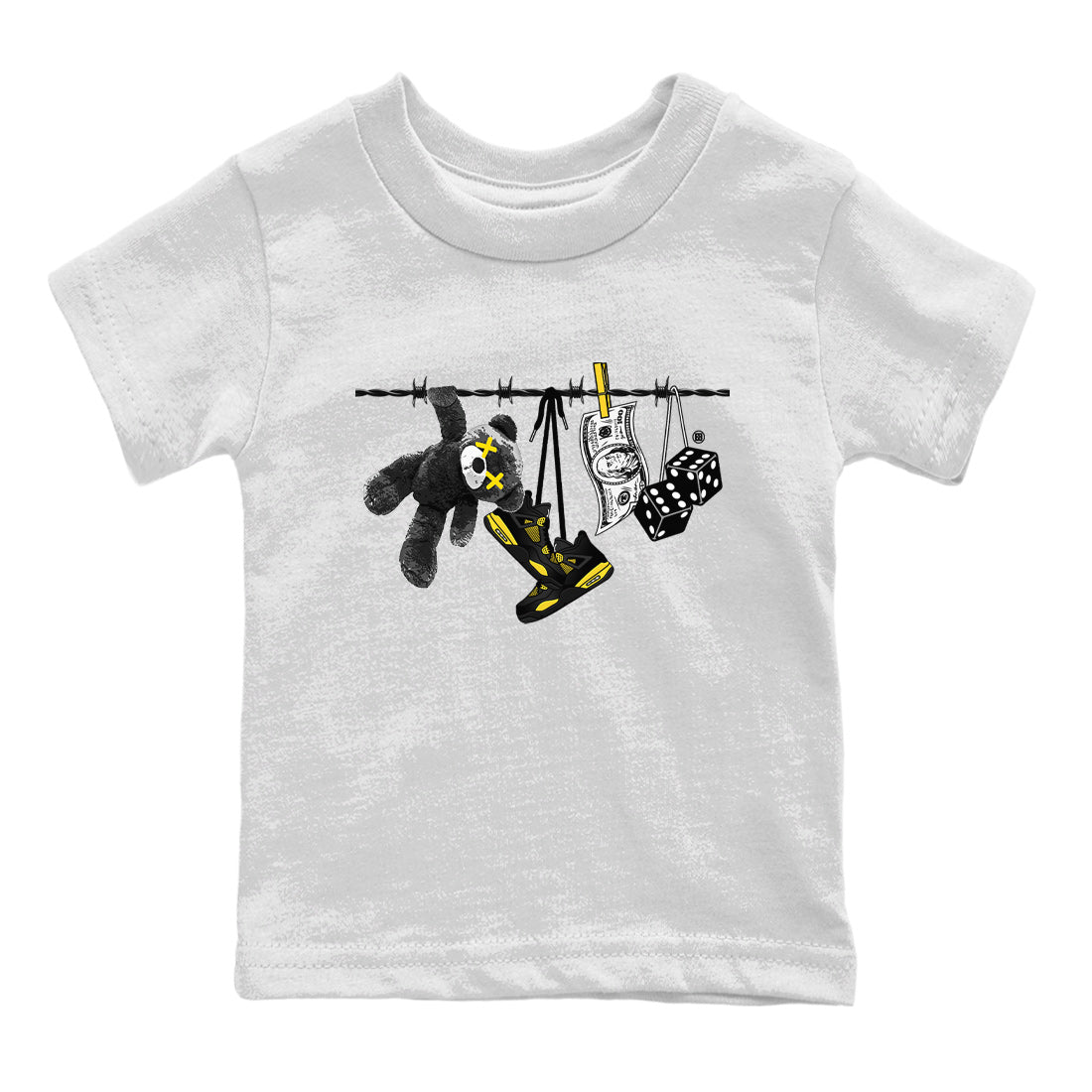 Air Jordan 4 Thunder Sneaker Match Tees Clothesline Sneaker Tees Thunder 4s T-Shirt Kids Shirts White 2