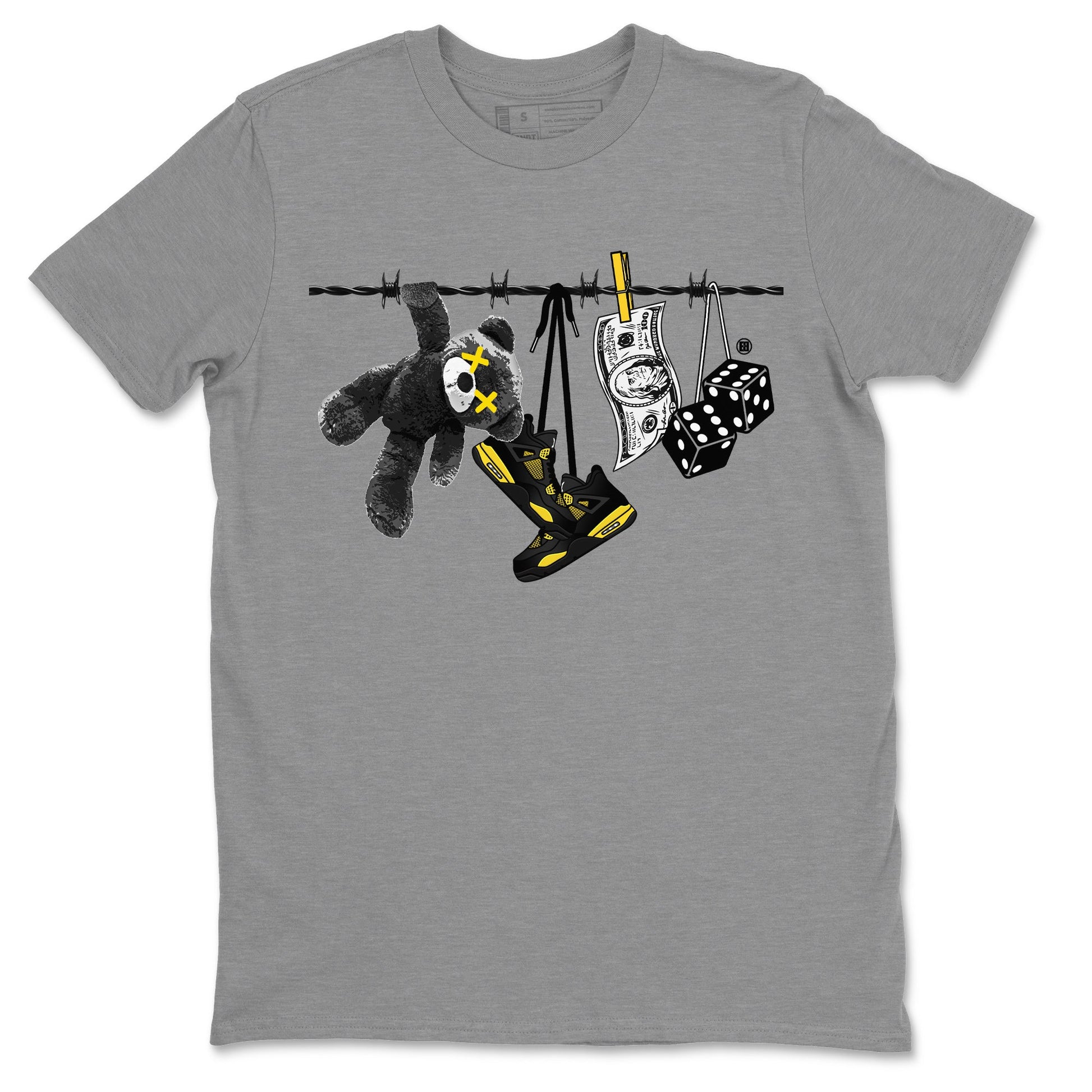 Air Jordan 4 Thunder Sneaker Match Tees Clothesline Sneaker Tees Thunder 4s T-Shirt Unisex Shirts Heather Grey 2